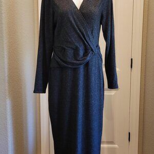 White House Black Market LARGE PETITE Long Sleeve Swit Knot Waist Dress NWT $140